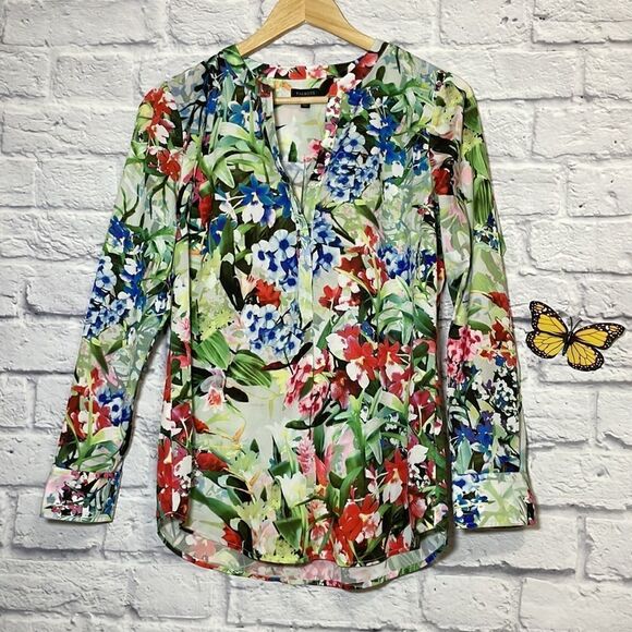 Talbots Realistic Botanical Print Long Sleeve Blouse Size Small - Picture 2 of 11